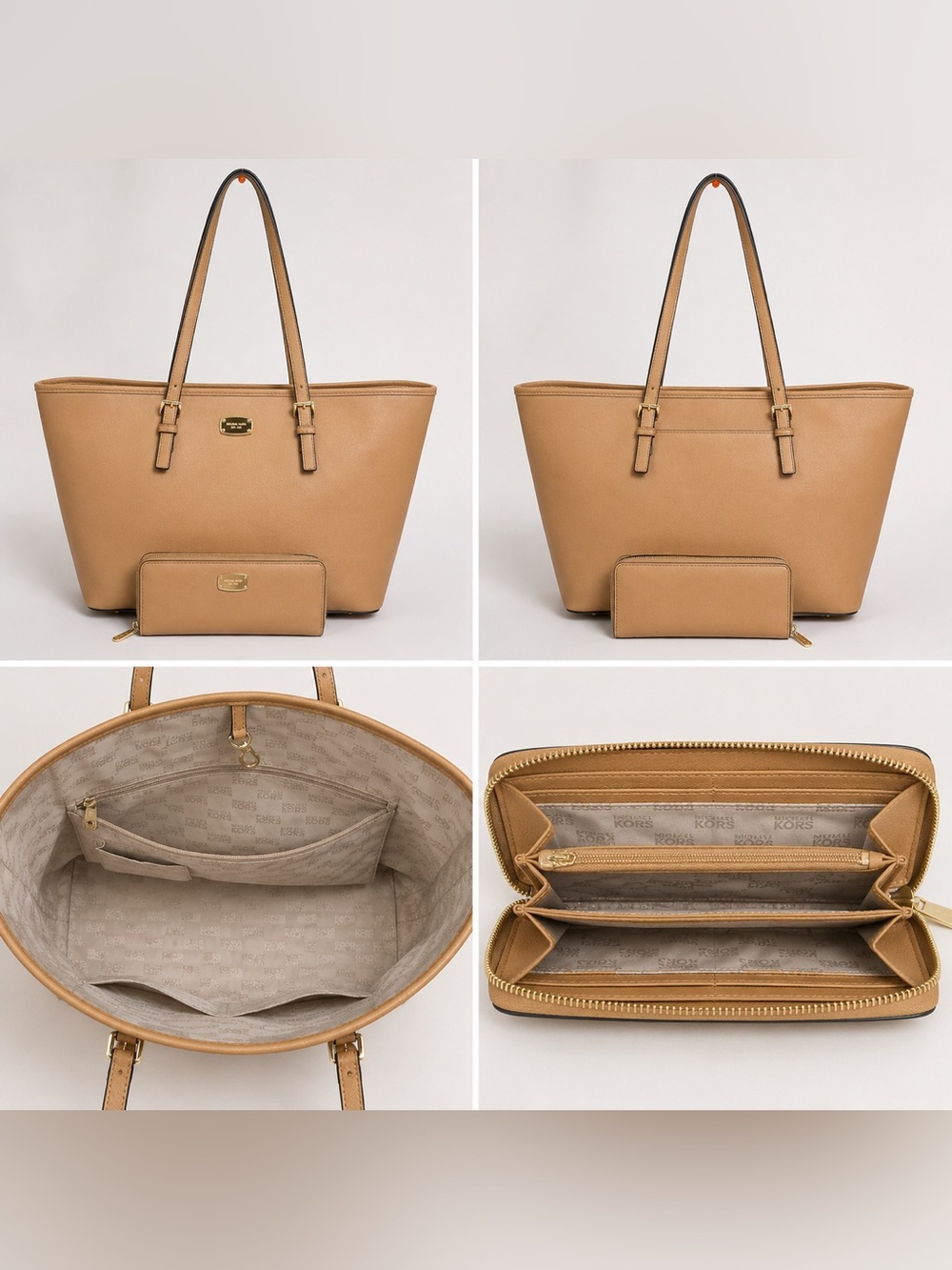 Michael Kors Camel Tan Leather Tote with Zip Wallet